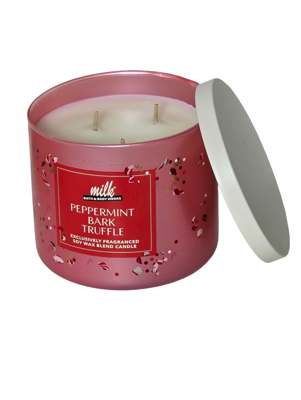 Bath & Body Works Peppermint Bark Truffle 3 Wick Candle NWT Retired